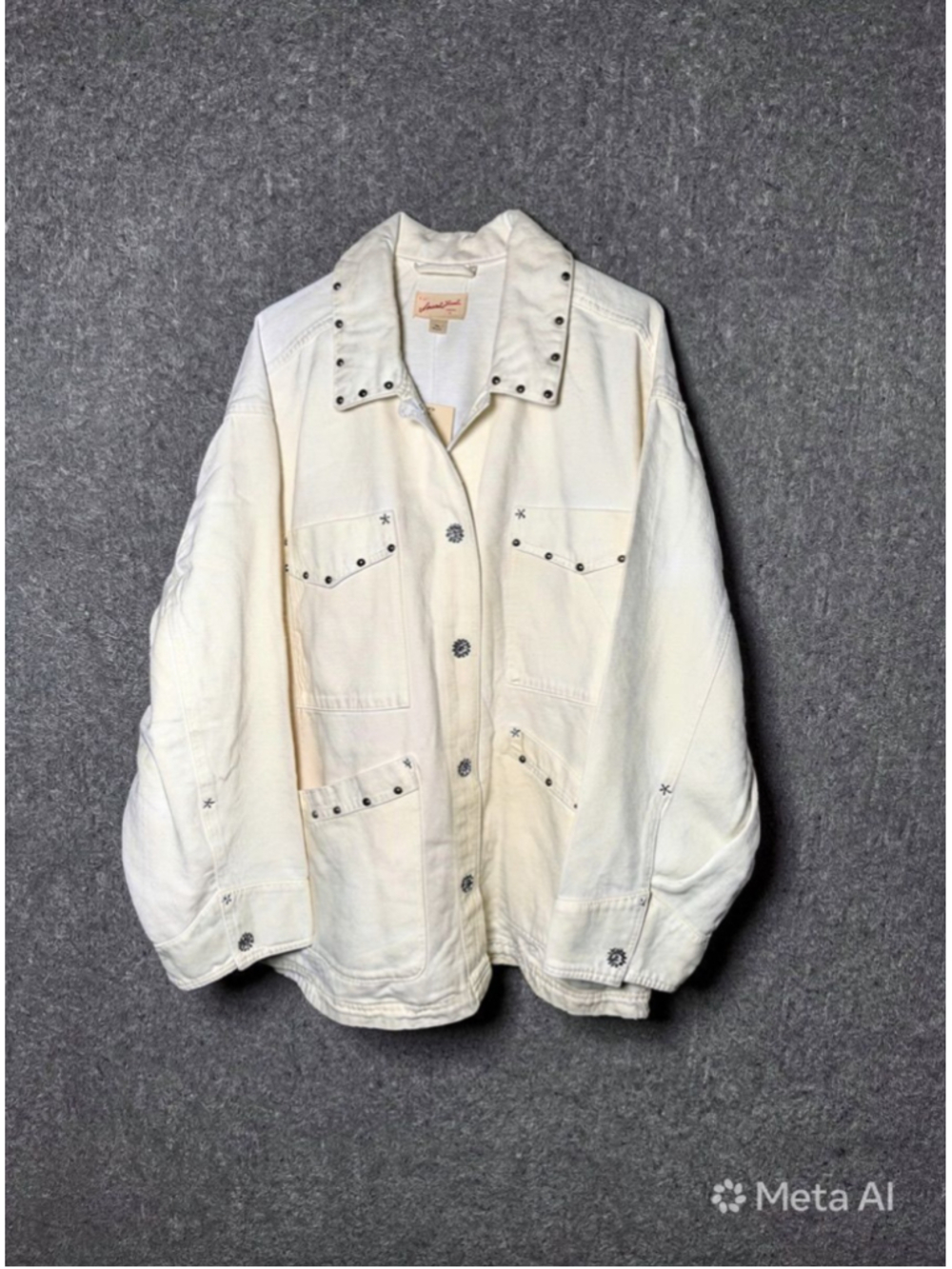Universal Threads Cream White Studded Denim Jacket Oversized Coat New Size XLL